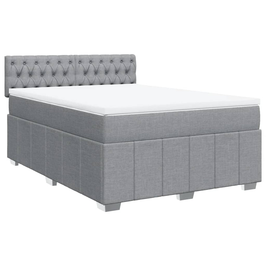 Boxspring met matras stof lichtgrijs 160x200 cm