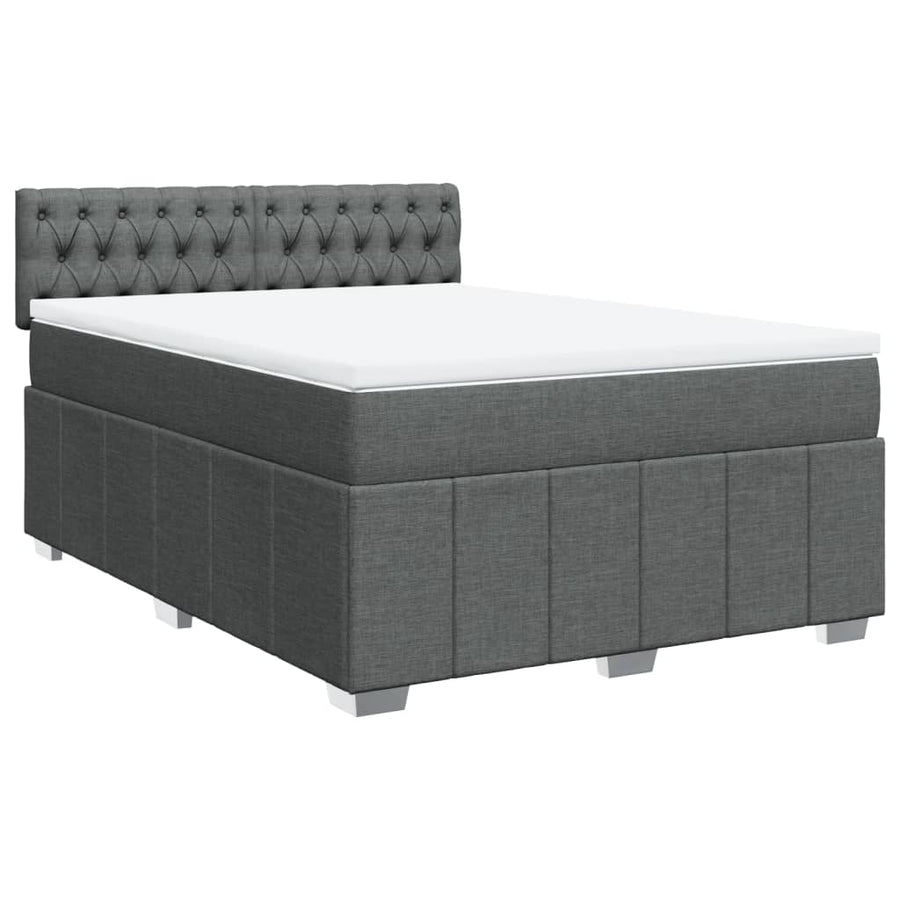 Boxspring met matras stof donkergrijs 160x200 cm