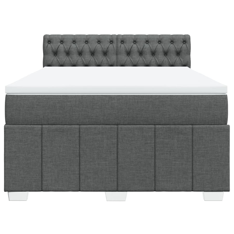Boxspring met matras stof donkergrijs 160x200 cm