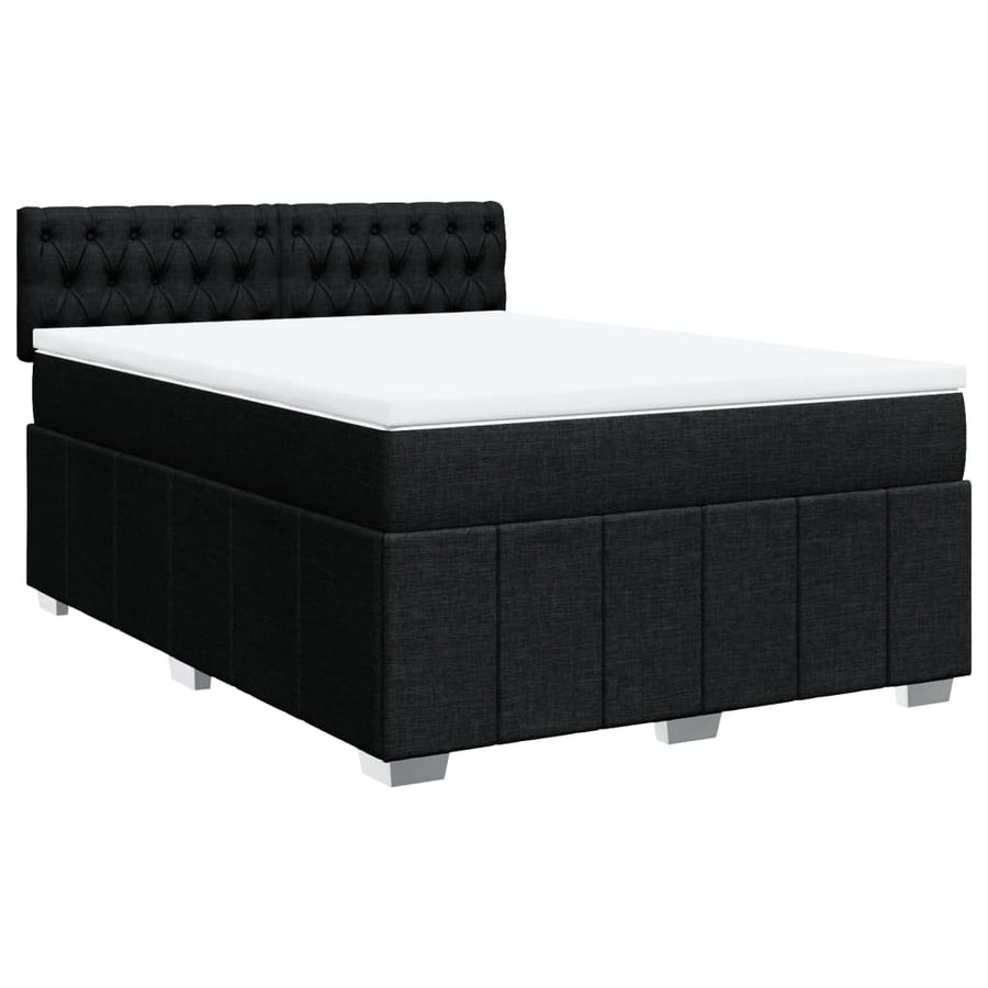 Boxspring met matras stof zwart 160x200 cm