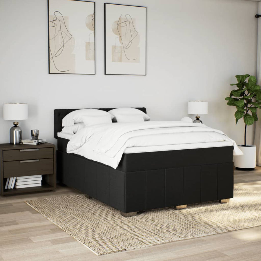 Boxspring met matras stof zwart 160x200 cm