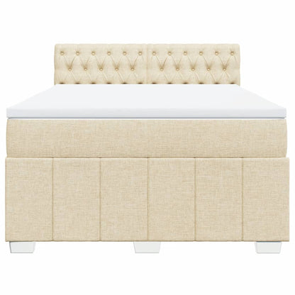 Boxspring met matras stof crèmekleurig 160x200 cm