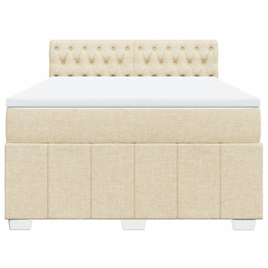 Boxspring met matras stof crèmekleurig 160x200 cm