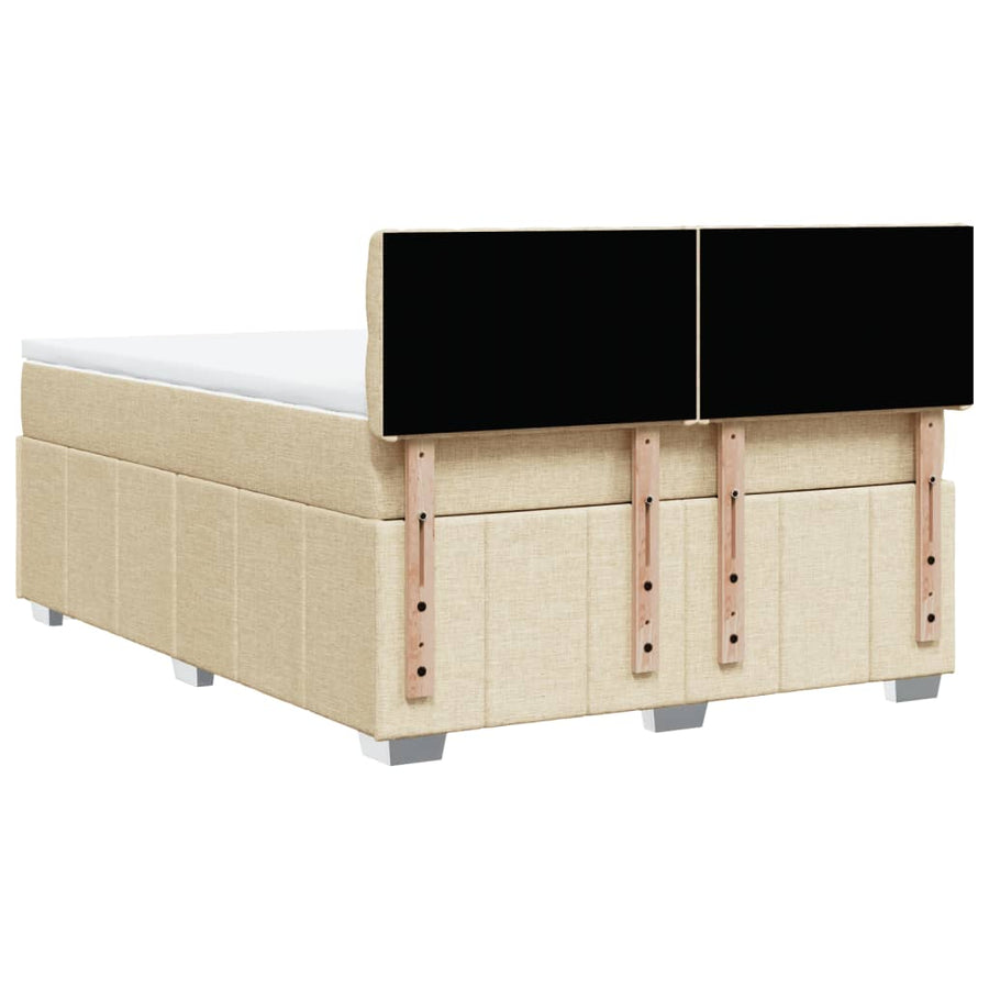 Boxspring met matras stof crèmekleurig 160x200 cm