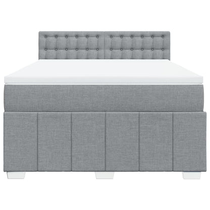 Boxspring met matras stof lichtgrijs 160x200 cm