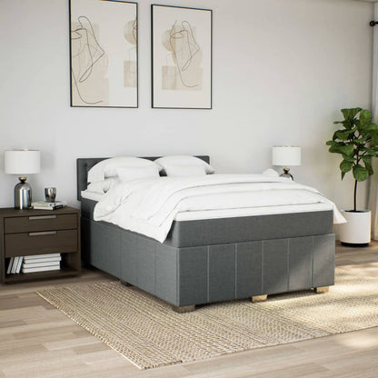 Boxspring met matras stof donkergrijs 160x200 cm