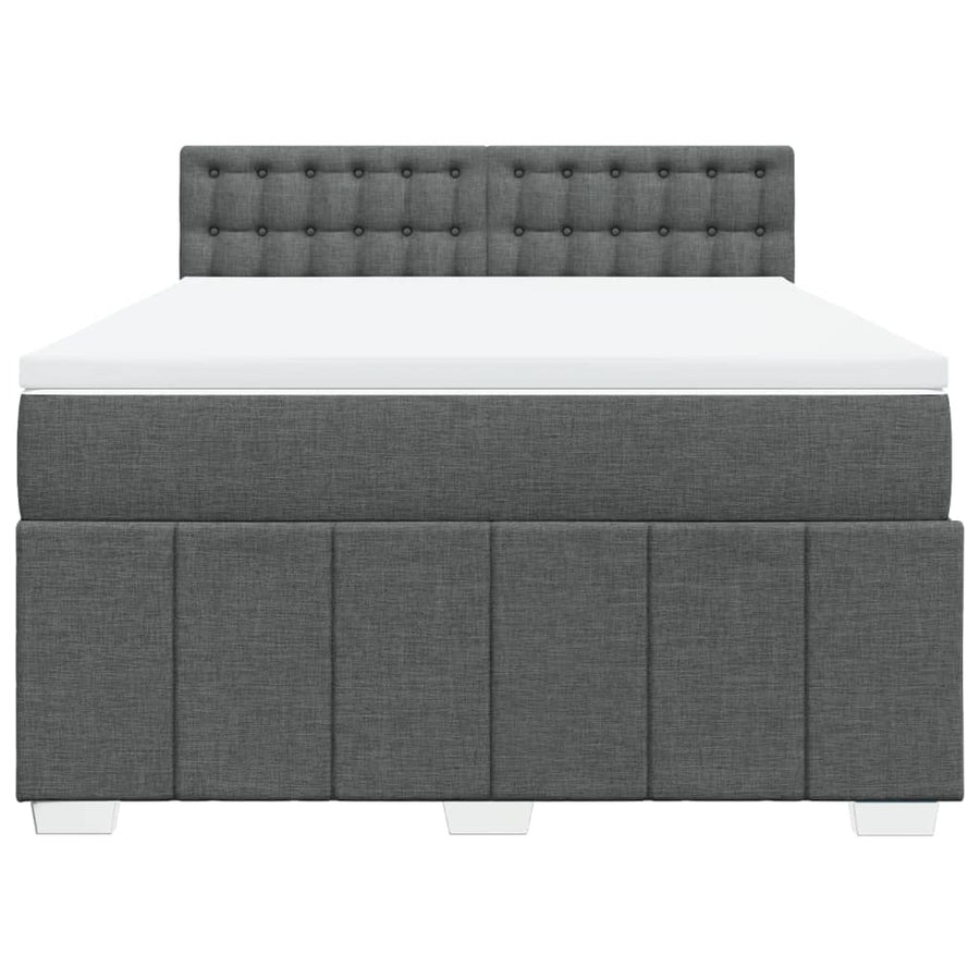 Boxspring met matras stof donkergrijs 160x200 cm