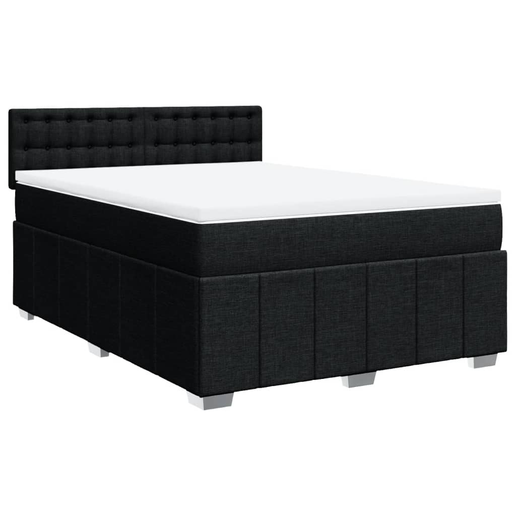 Boxspring met matras stof zwart 160x200 cm