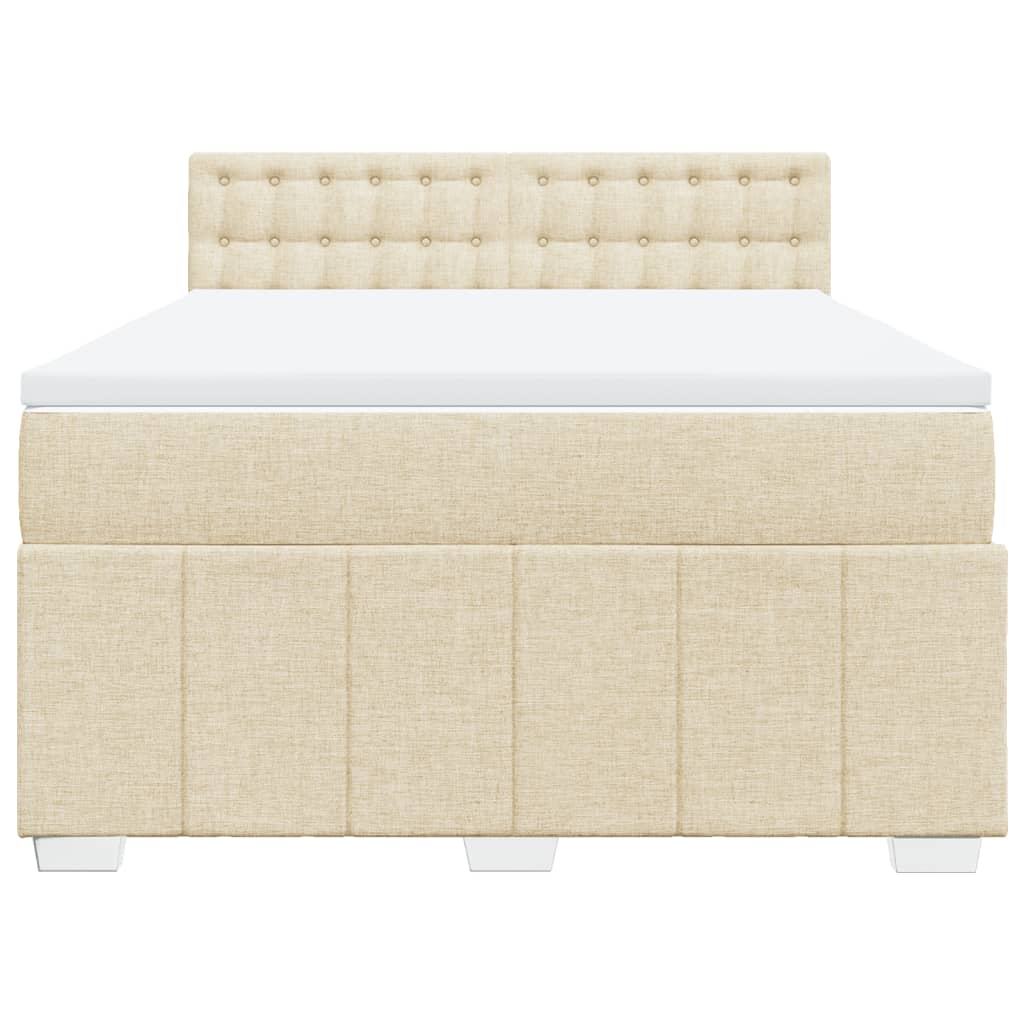Boxspring met matras stof crèmekleurig 160x200 cm