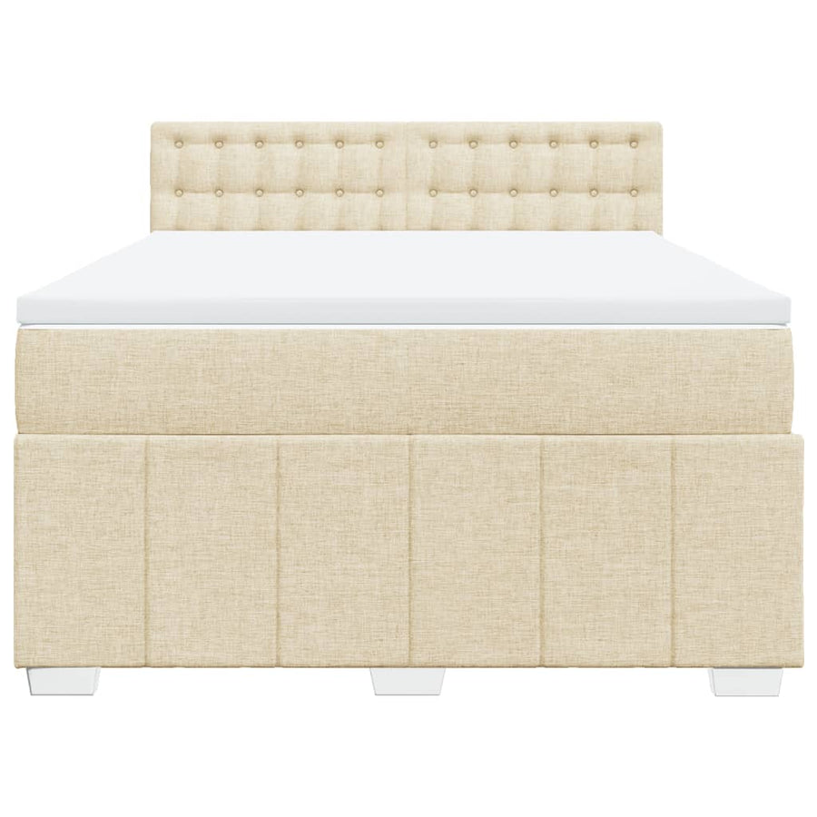Boxspring met matras stof crèmekleurig 160x200 cm