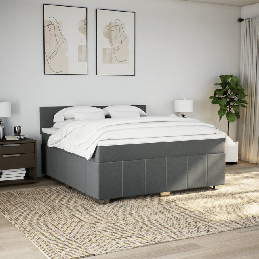 Boxspring met matras stof donkergrijs 180x200 cm