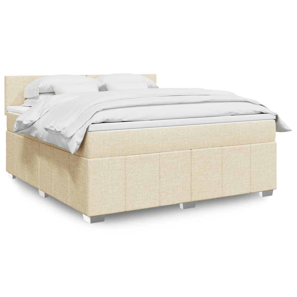 Boxspring met matras stof crèmekleurig 180x200 cm