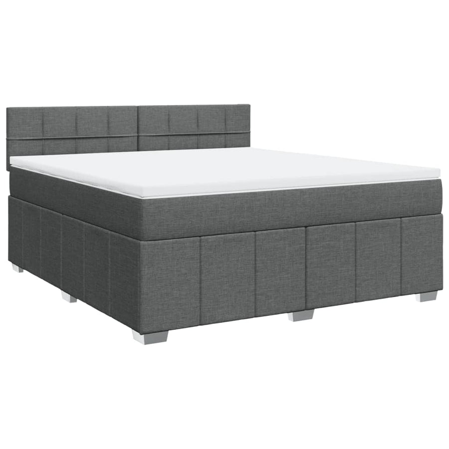 Boxspring met matras stof donkergrijs 180x200 cm
