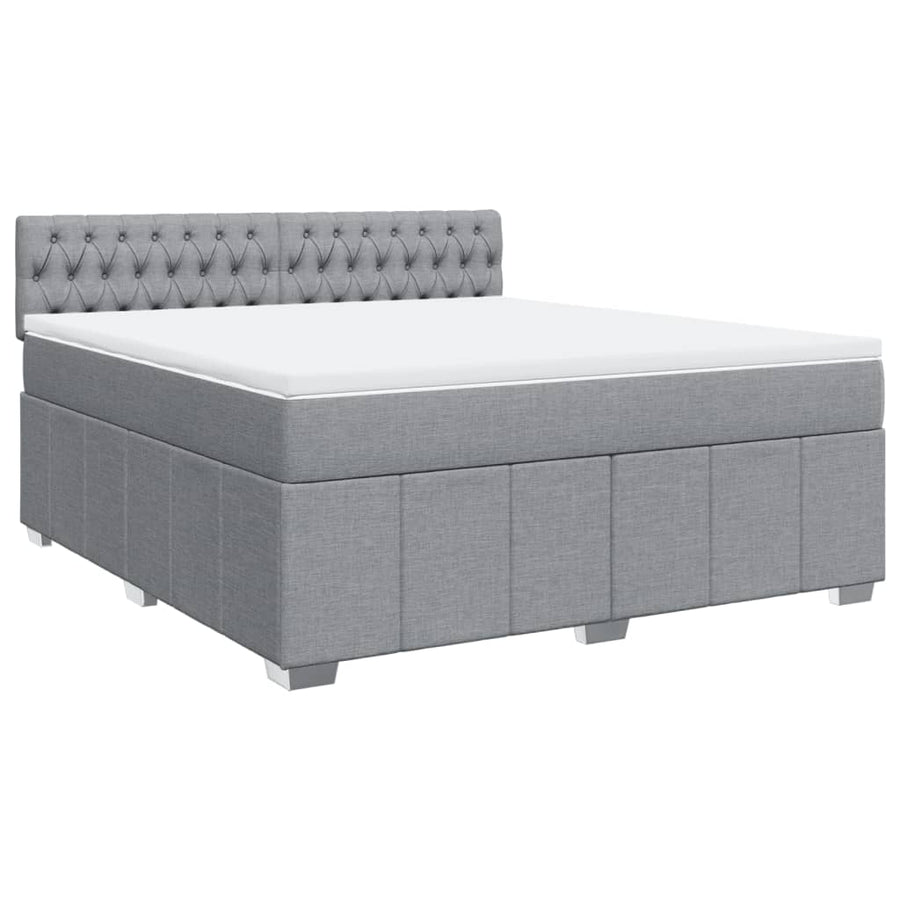Boxspring met matras stof lichtgrijs 180x200 cm