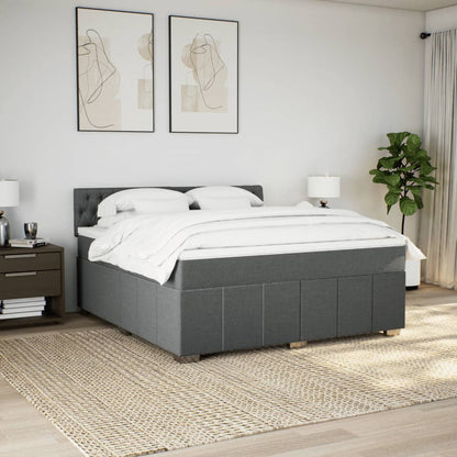Boxspring met matras stof donkergrijs 180x200 cm