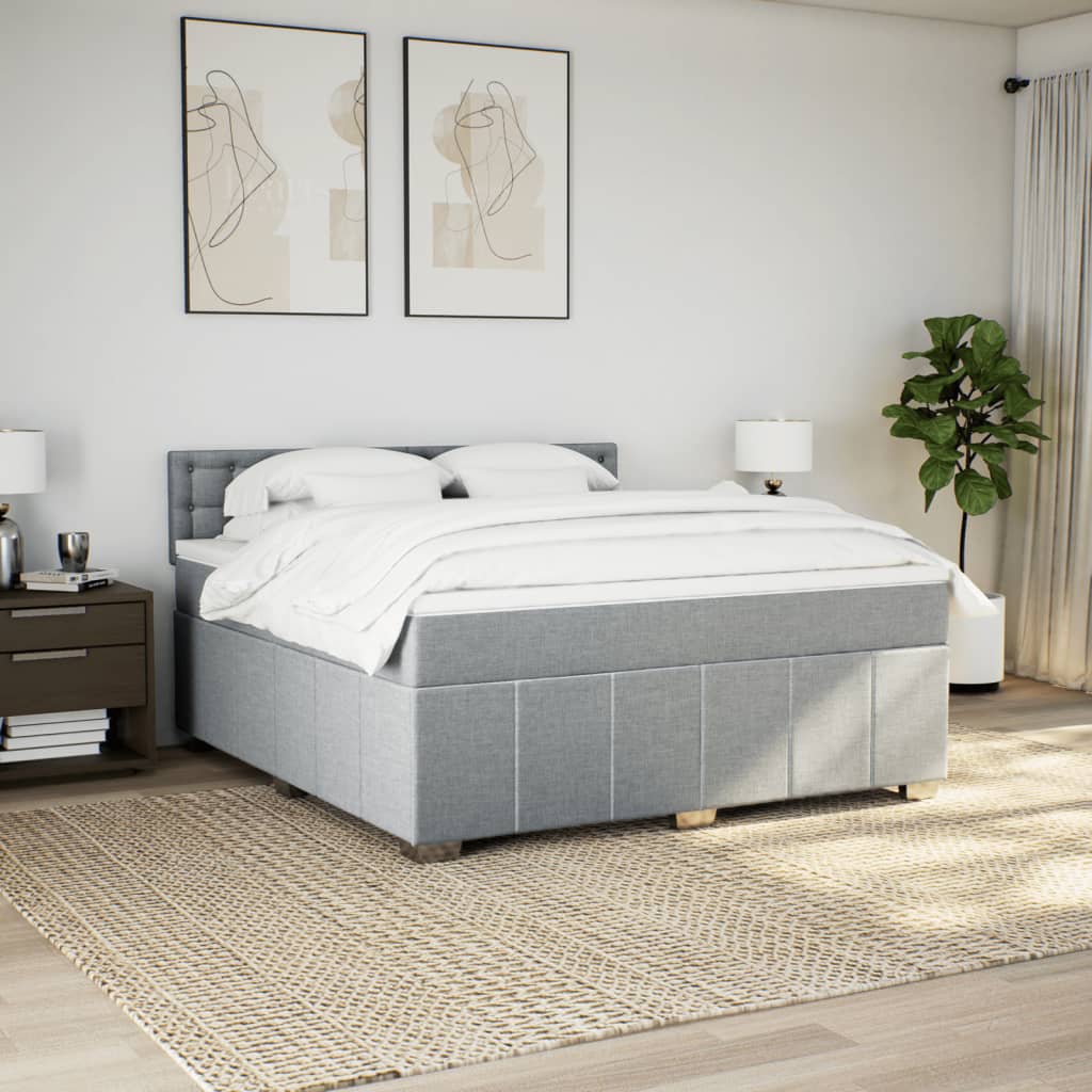 Boxspring met matras stof lichtgrijs 180x200 cm