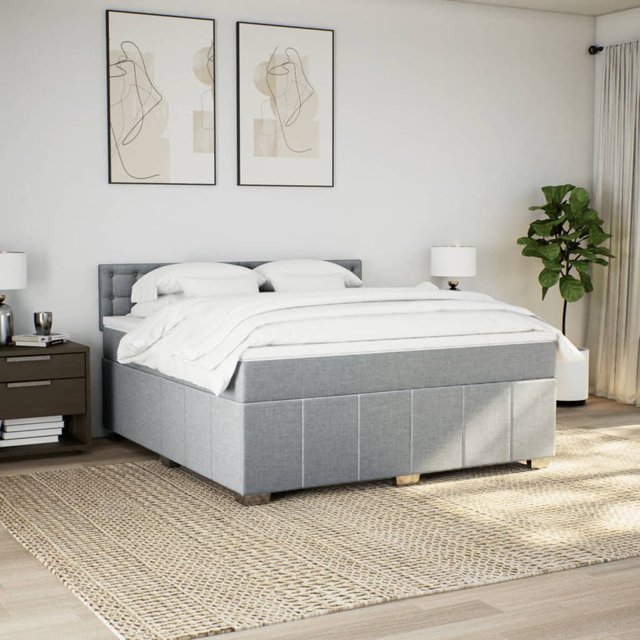 Boxspring met matras stof lichtgrijs 180x200 cm
