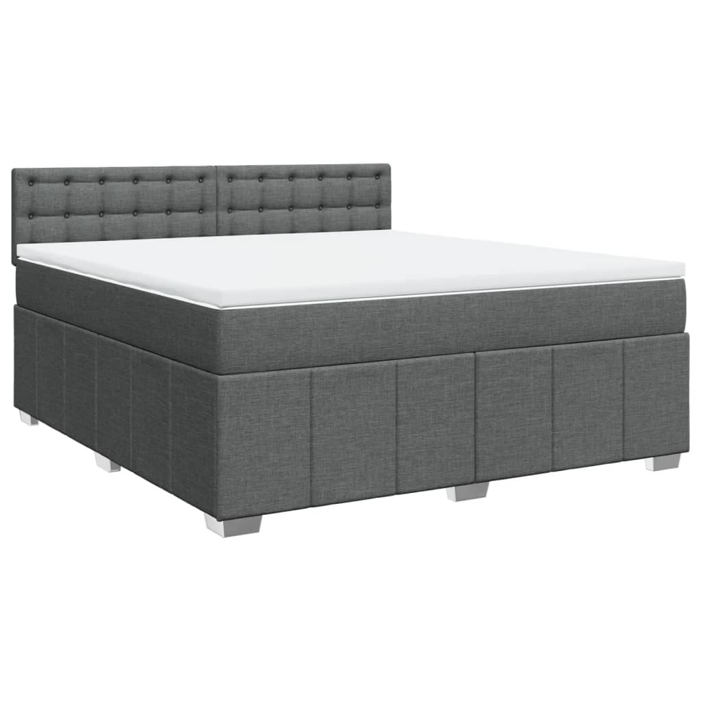 Boxspring met matras stof donkergrijs 180x200 cm