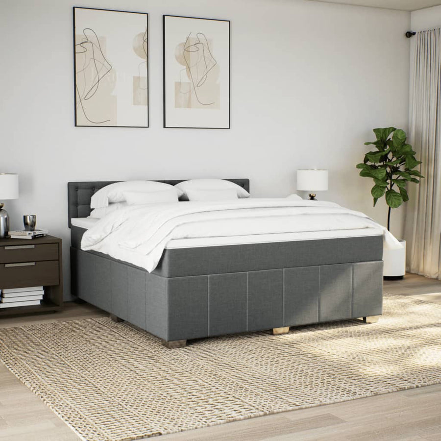 Boxspring met matras stof donkergrijs 180x200 cm