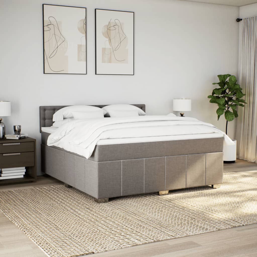 Boxspring met matras stof taupe 180x200 cm