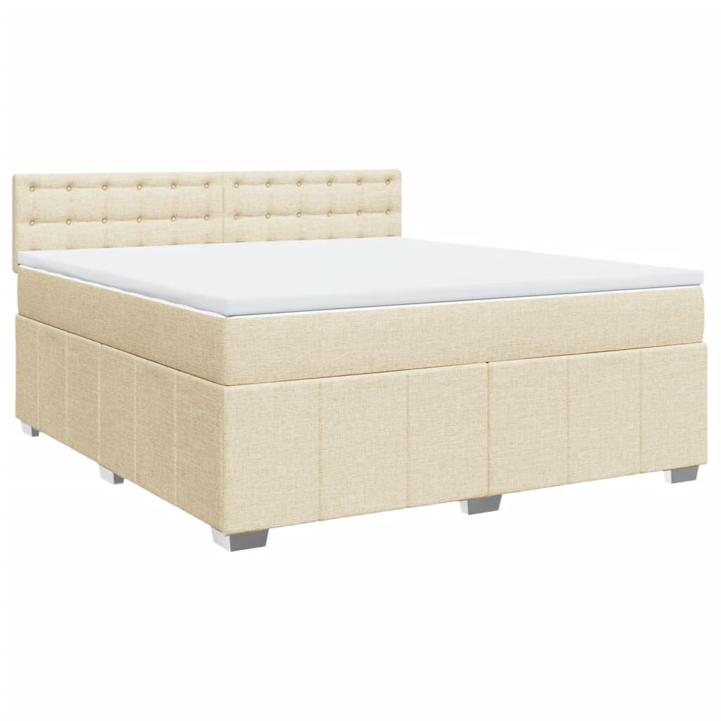 Boxspring met matras stof crèmekleurig 180x200 cm