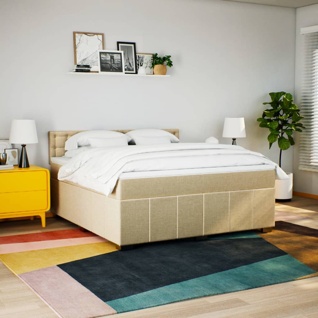 Boxspring met matras stof crèmekleurig 180x200 cm