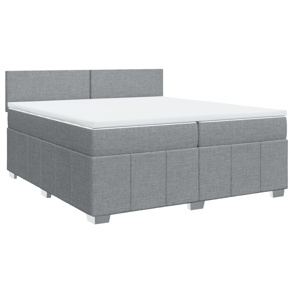 Boxspring met matras stof lichtgrijs 200x200 cm