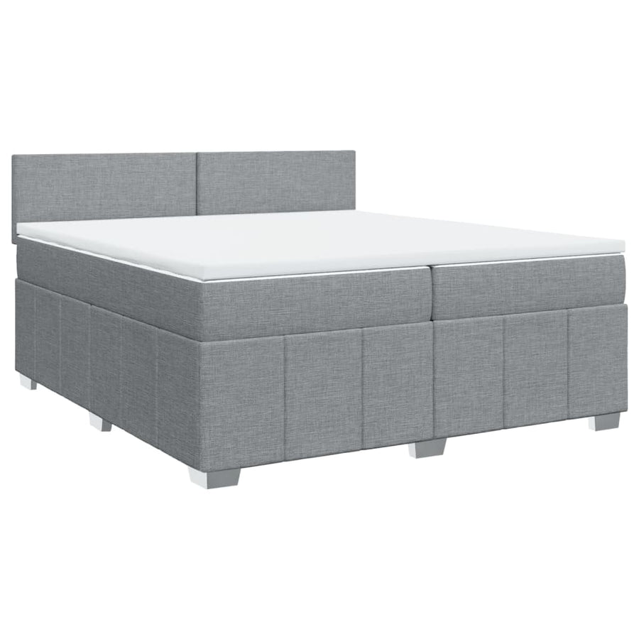 Boxspring met matras stof lichtgrijs 200x200 cm