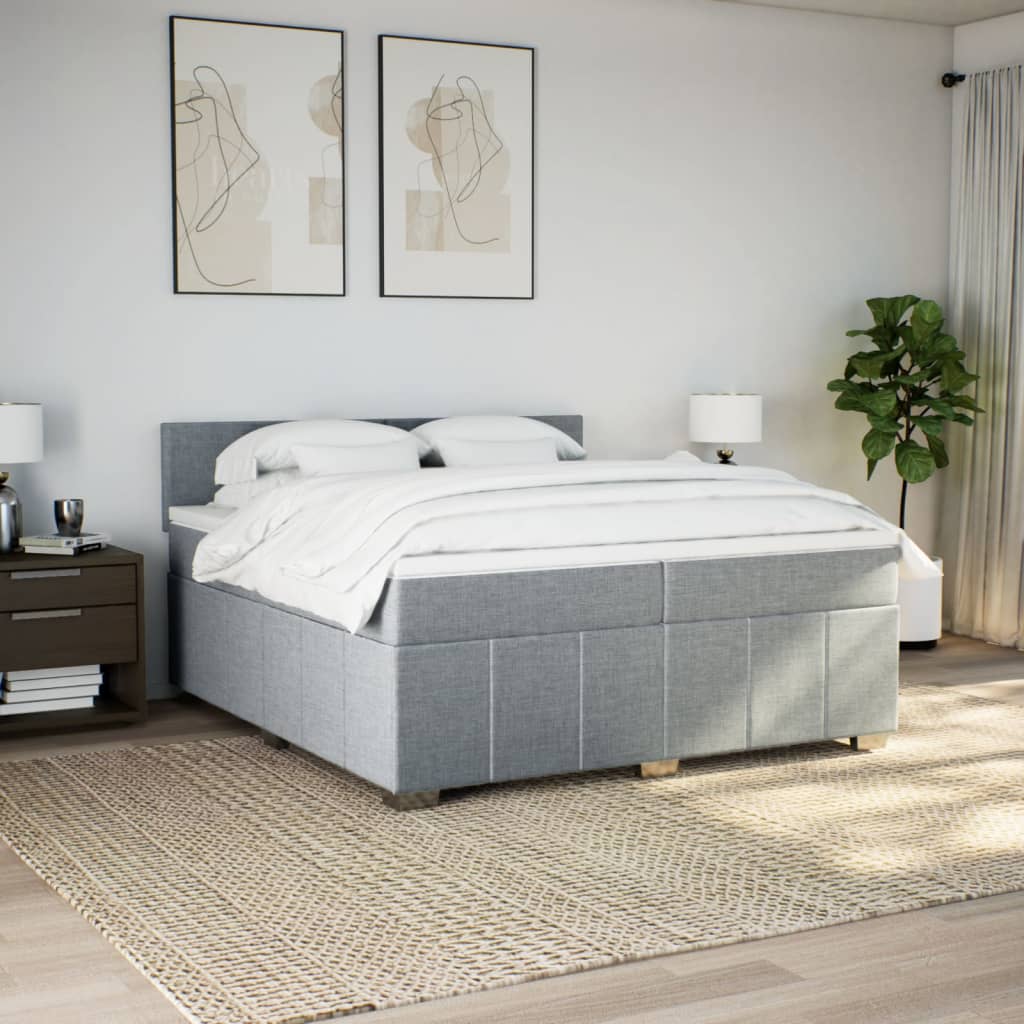 Boxspring met matras stof lichtgrijs 200x200 cm