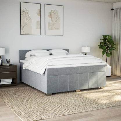 Boxspring met matras stof lichtgrijs 200x200 cm