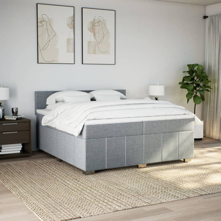 Boxspring met matras stof lichtgrijs 200x200 cm