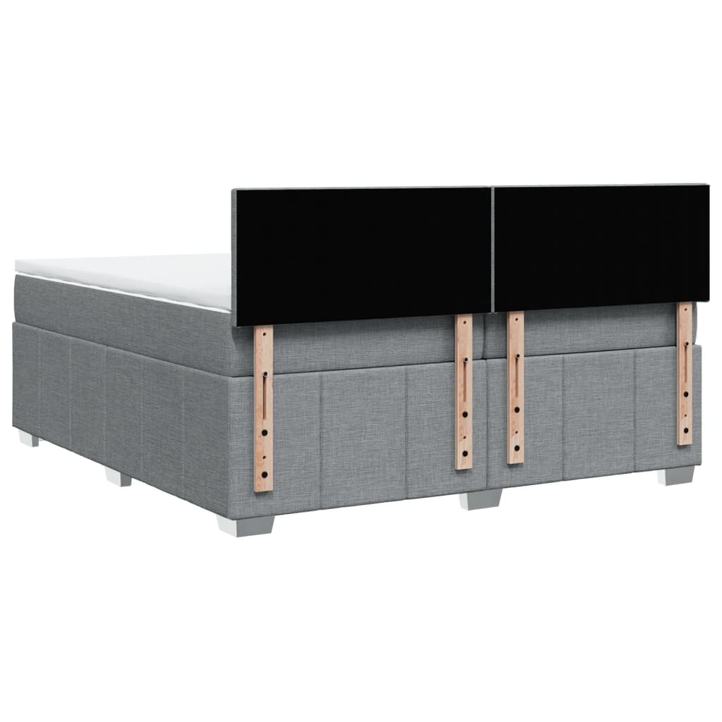 Boxspring met matras stof lichtgrijs 200x200 cm