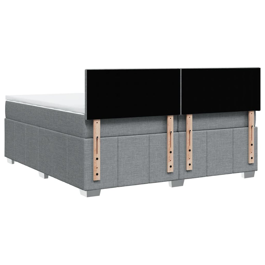 Boxspring met matras stof lichtgrijs 200x200 cm