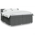 Box spring with dark gray fabric mattress 200x200 cm