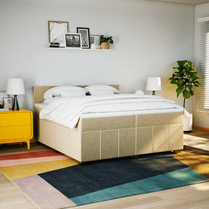 Boxspring met matras stof crèmekleurig 200x200 cm