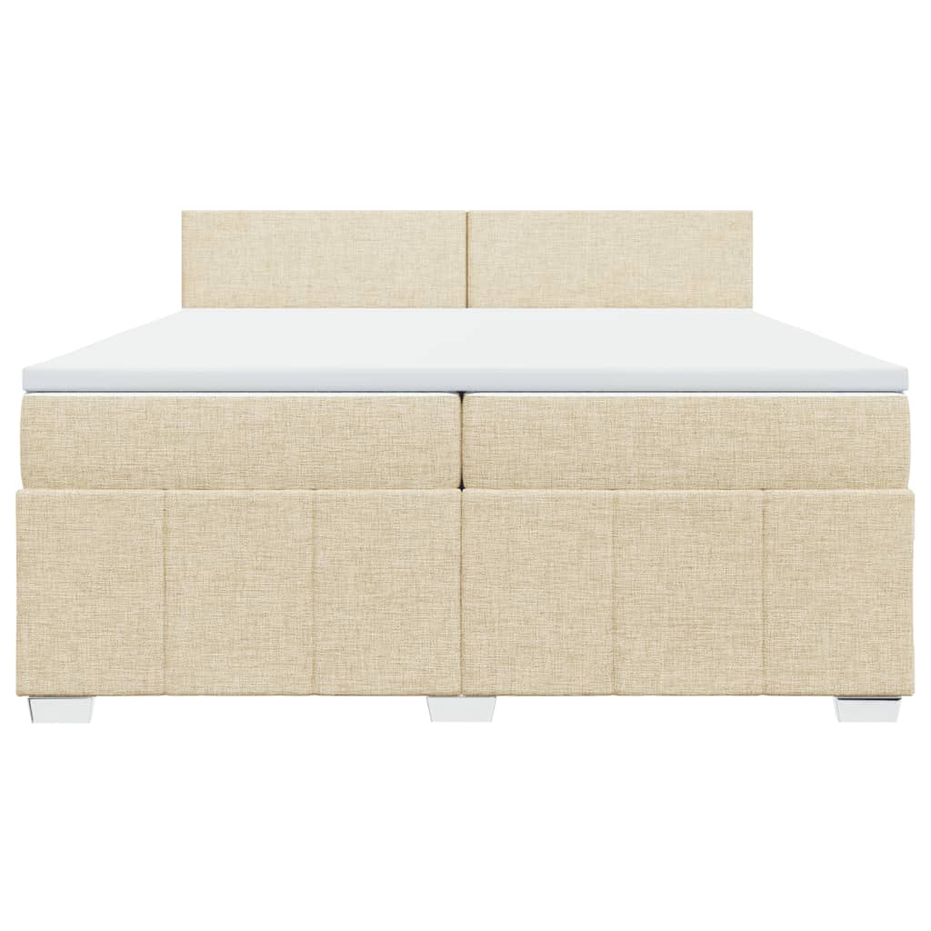 Boxspring met matras stof crèmekleurig 200x200 cm