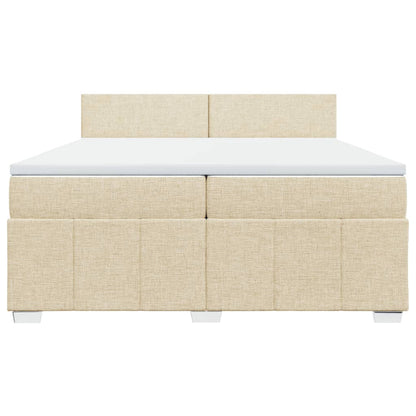 Boxspring met matras stof crèmekleurig 200x200 cm