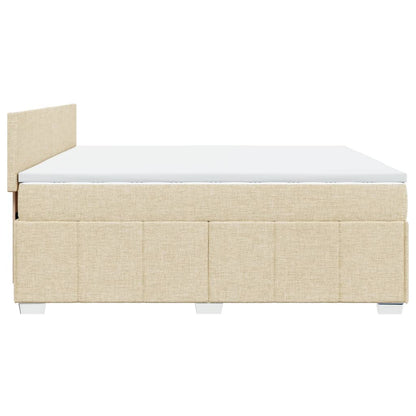 Boxspring met matras stof crèmekleurig 200x200 cm