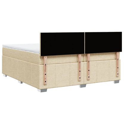 Boxspring met matras stof crèmekleurig 200x200 cm