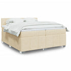 Box spring with fabric mattress cream-coloured 200x200 cm