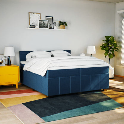 Boxspring met matras stof blauw 200x200 cm