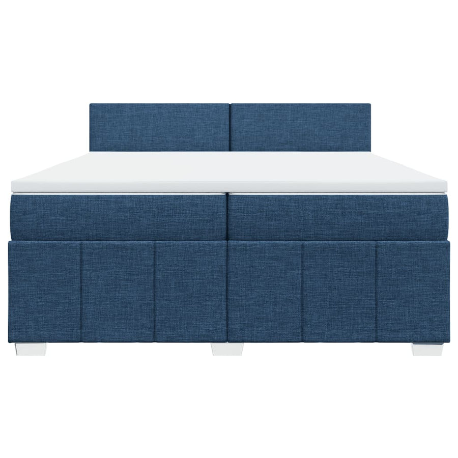 Boxspring met matras stof blauw 200x200 cm