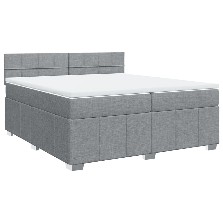 Boxspring met matras stof lichtgrijs 200x200 cm
