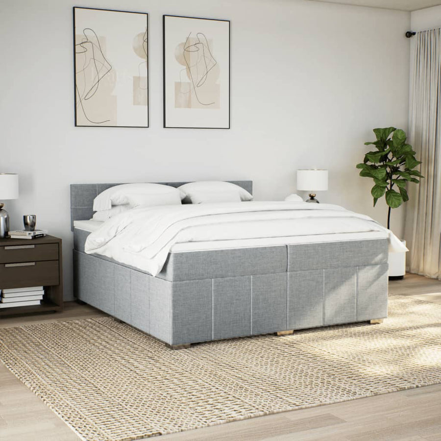 Boxspring met matras stof lichtgrijs 200x200 cm