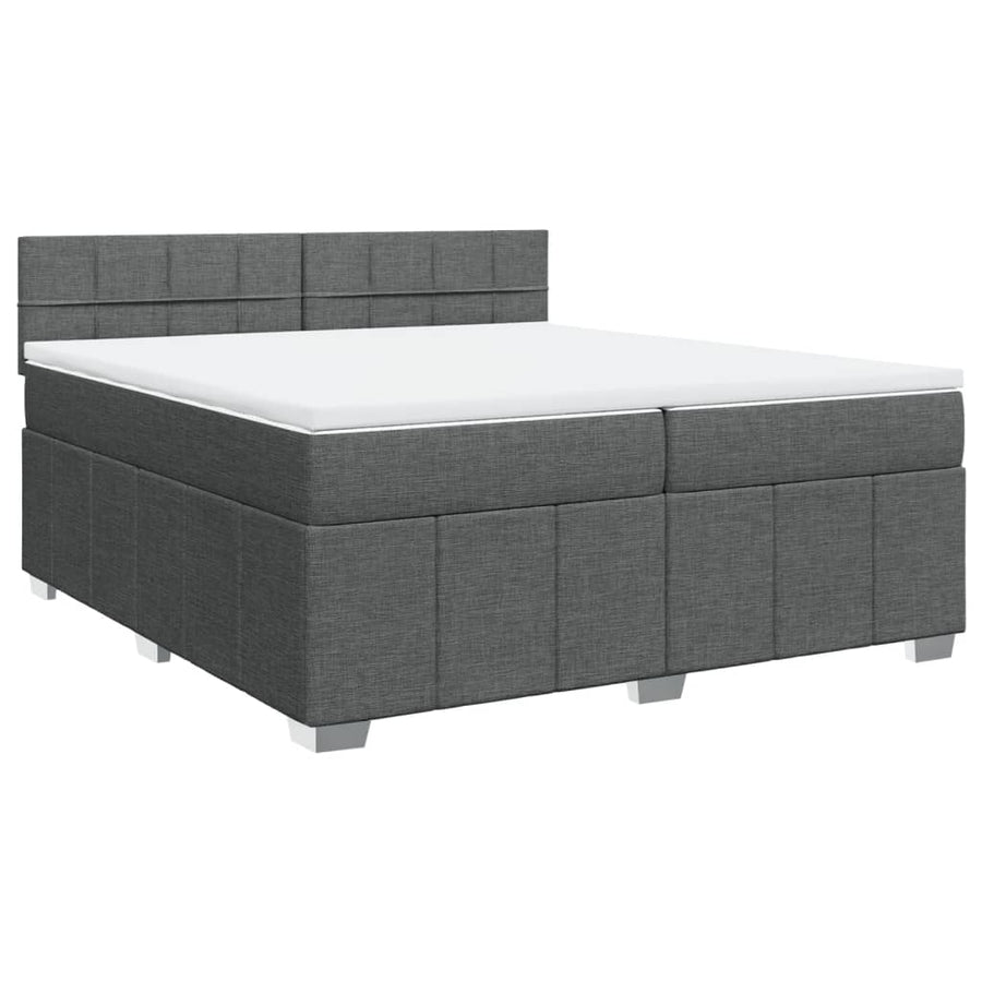 Boxspring met matras stof donkergrijs 200x200 cm