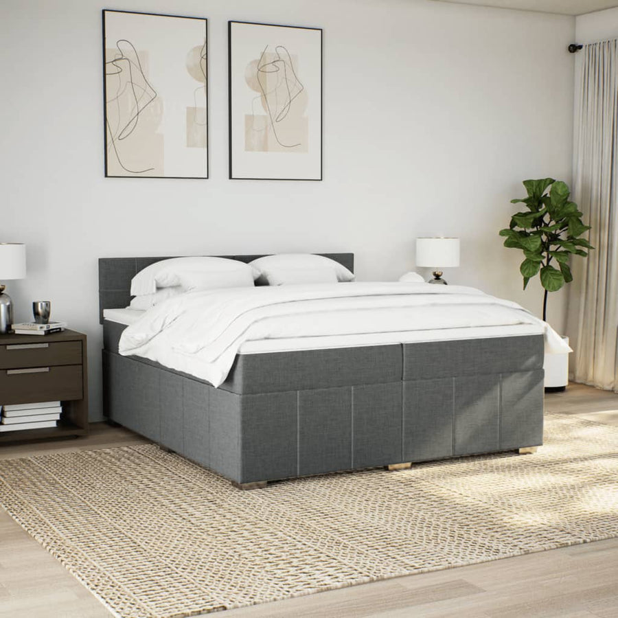 Boxspring met matras stof donkergrijs 200x200 cm
