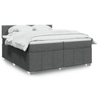 Box spring with dark gray fabric mattress 200x200 cm