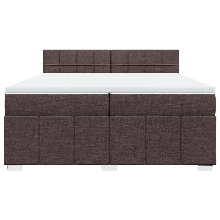 Boxspring met matras stof donkerbruin 200x200 cm