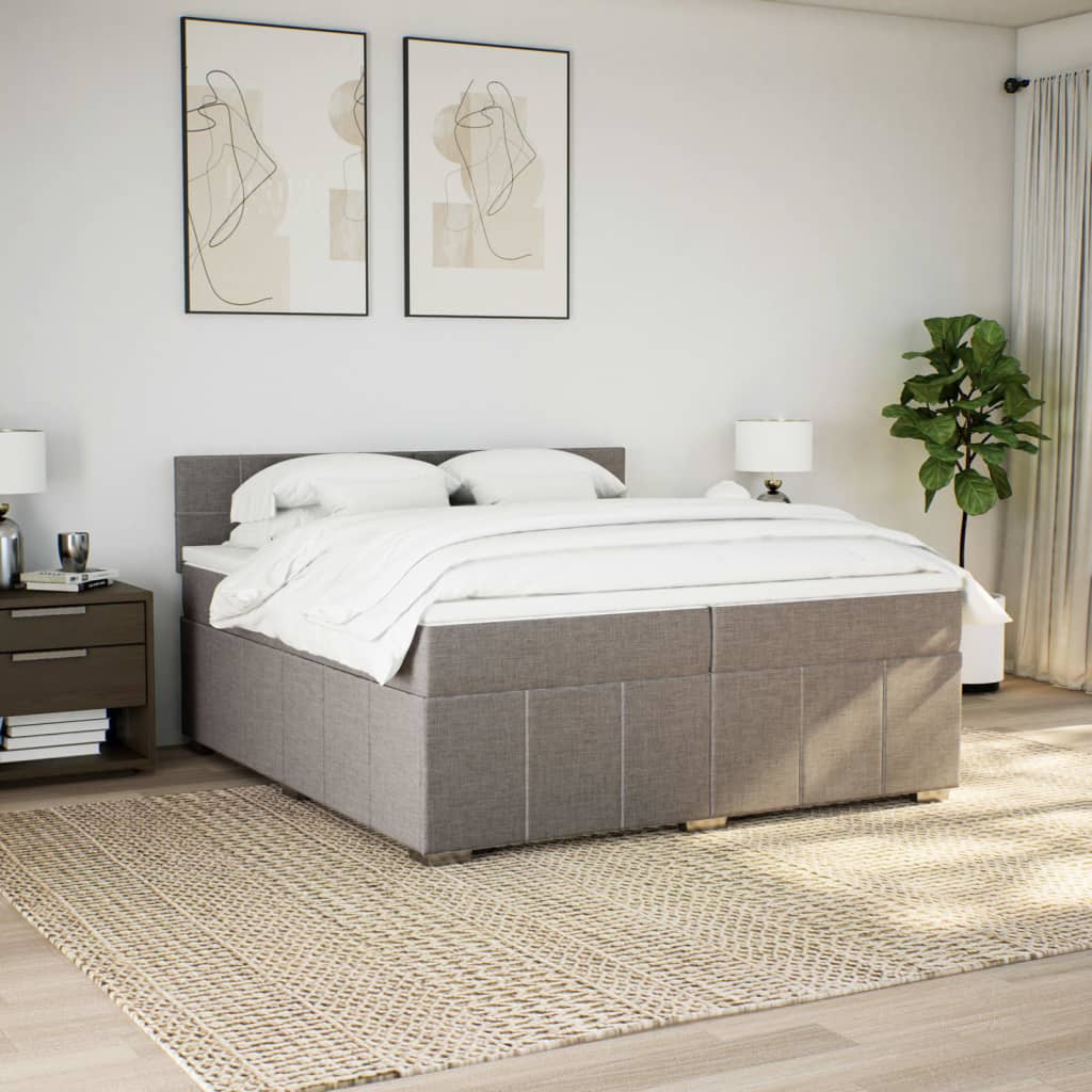 Boxspring met matras stof taupe 200x200 cm