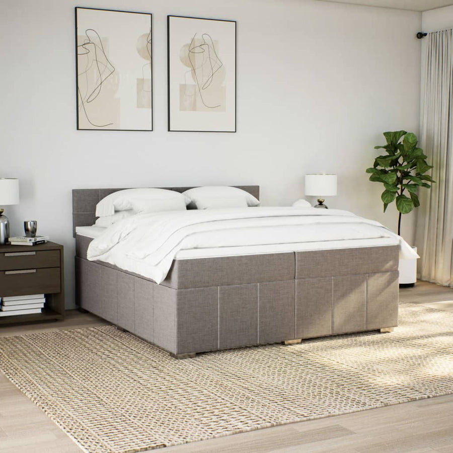Boxspring met matras stof taupe 200x200 cm
